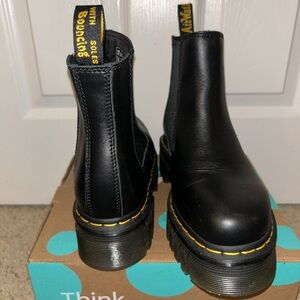 Dr. Martens Black Ankle Boots with Yellow Stitching